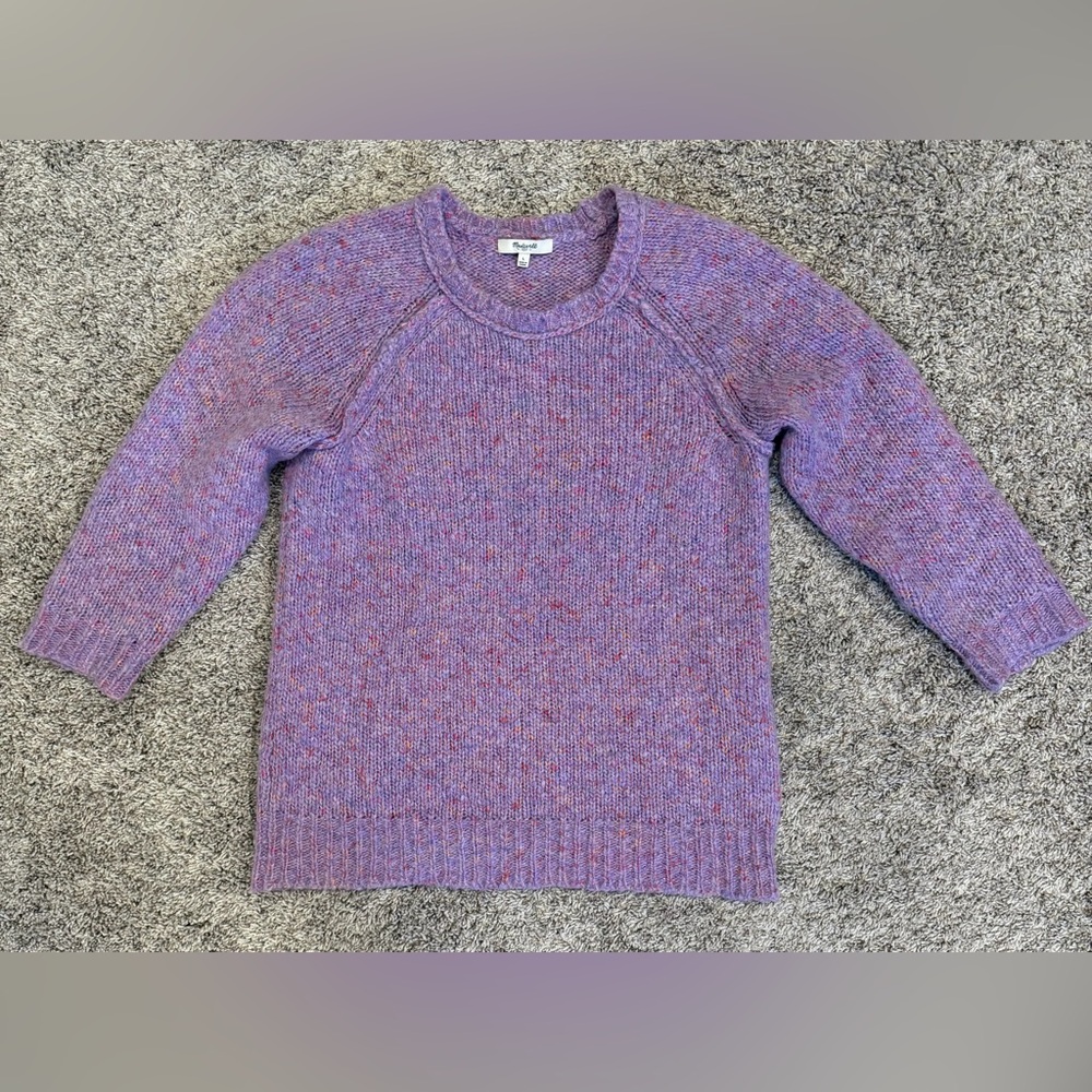 Madewell Purple Crewneck Sweater with Multicolor Flecks Wool Blend size L